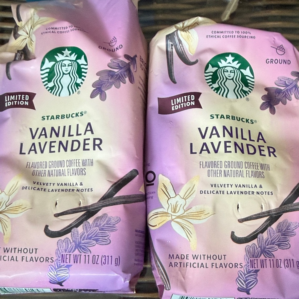 Starbucks Vanilla Lavender Ground Coffee - Pink and Purple 2 Pack 11 0z each